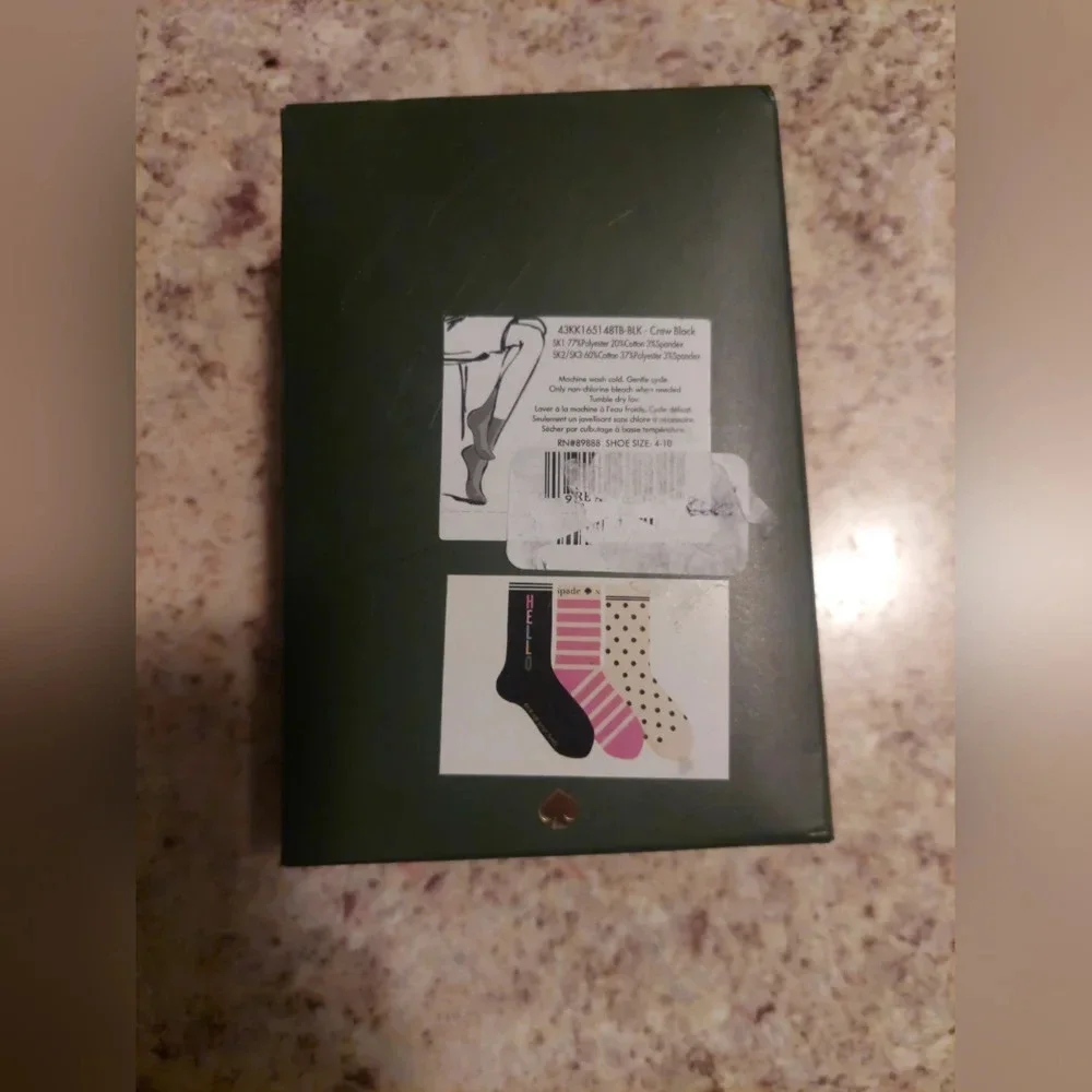 Kate Spade 3 pack crew socks striped polka dot 